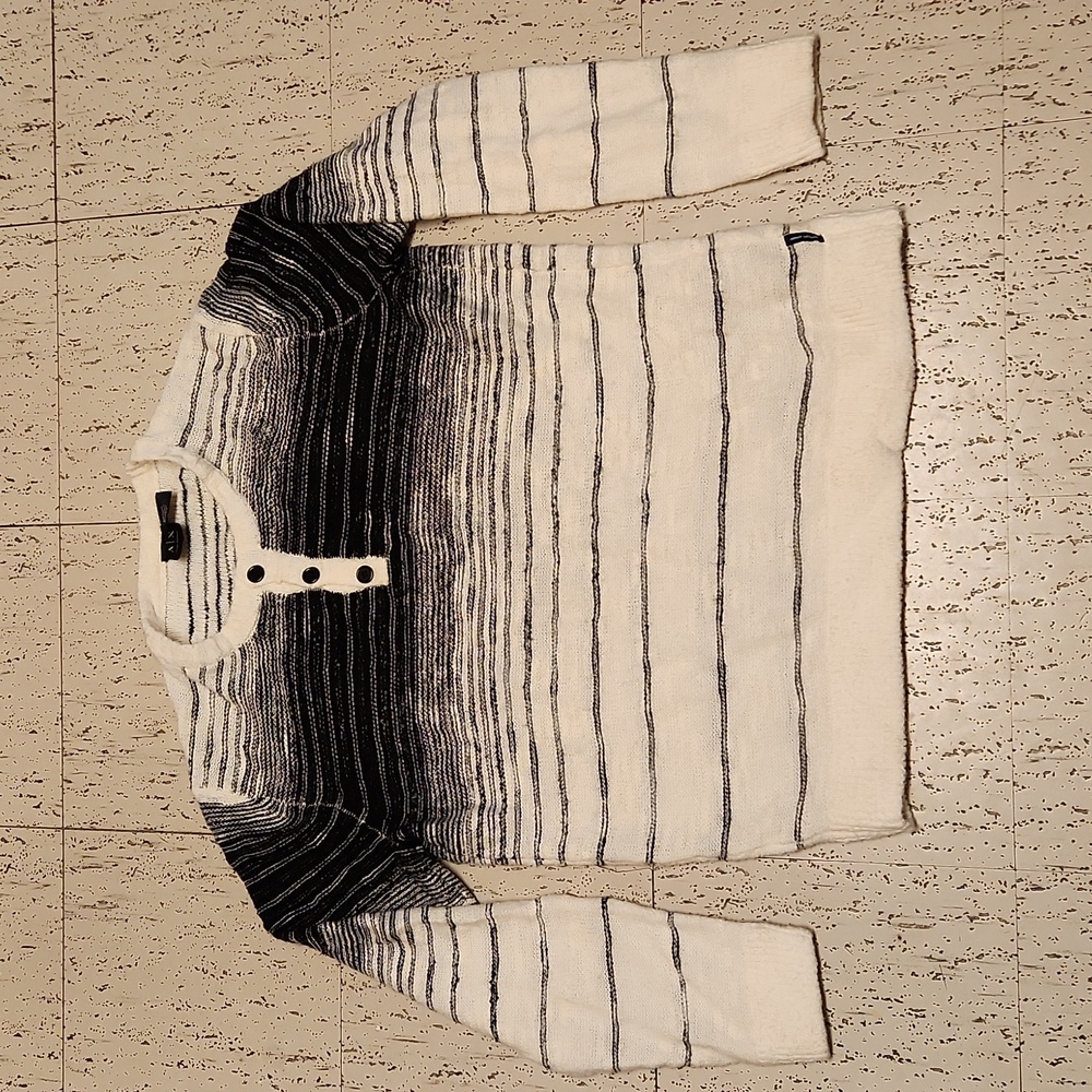 Armani Exchange Stripe Wool Blend 1/4 Button Down Pullover Knit Sweater